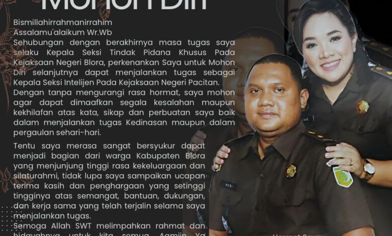 Kasie Pidsus Kejari Blora Berpesan soal Korupsi Usai Pindah Tugas ke Pacitan