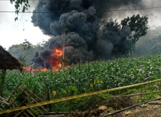 Sumur Minyak Tradisional di Blora  Meledak dan Terbakar